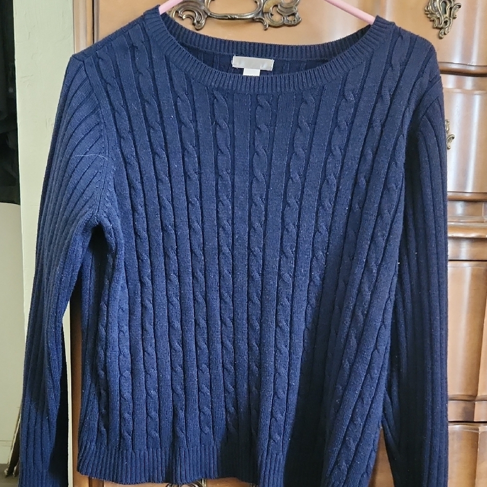 Navy Blue Cable Knit Sweater